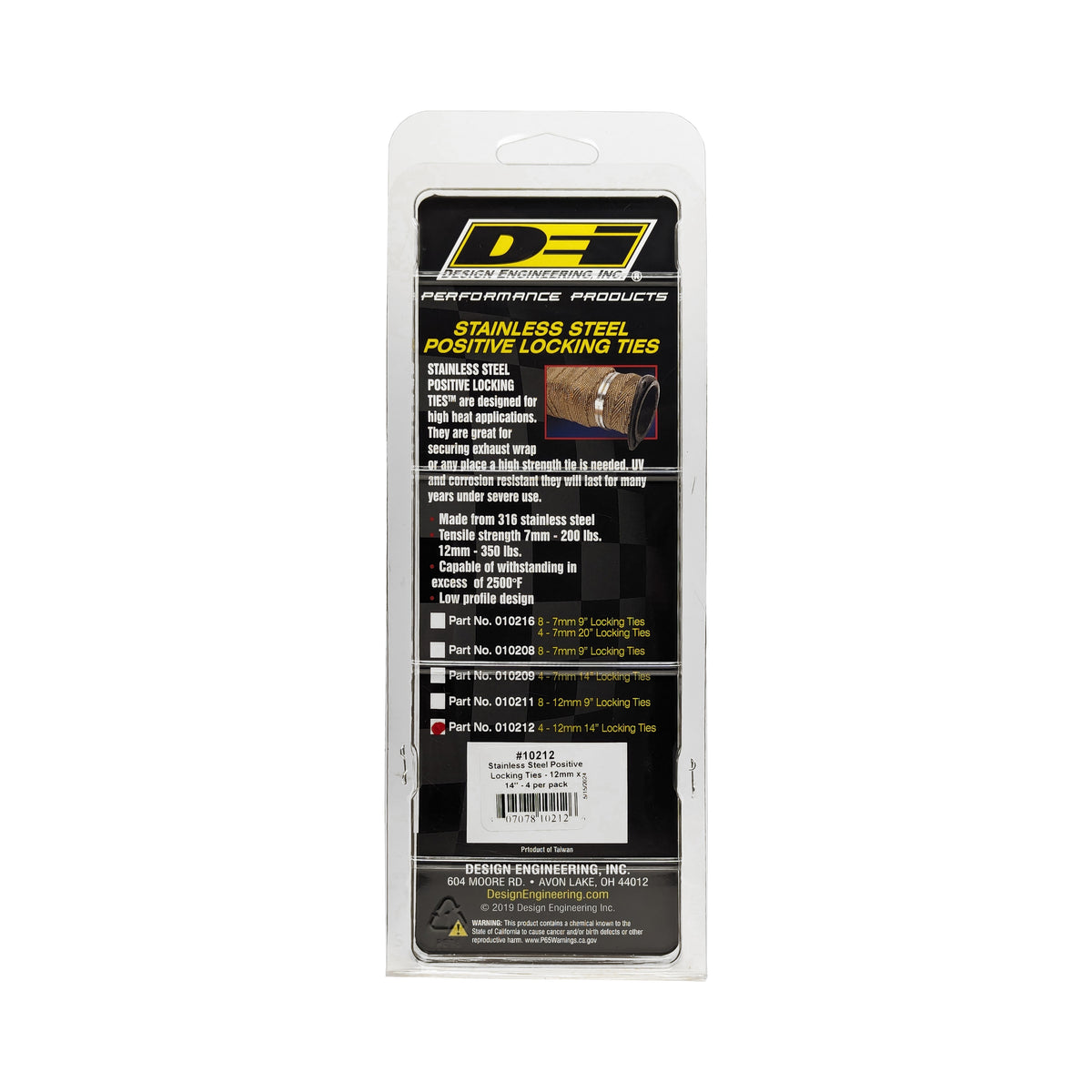 DEI Stainless Steel Positive Locking Tie 1/2in (12mm) x 14in - 4 per pack - 10212 by DEI - front view