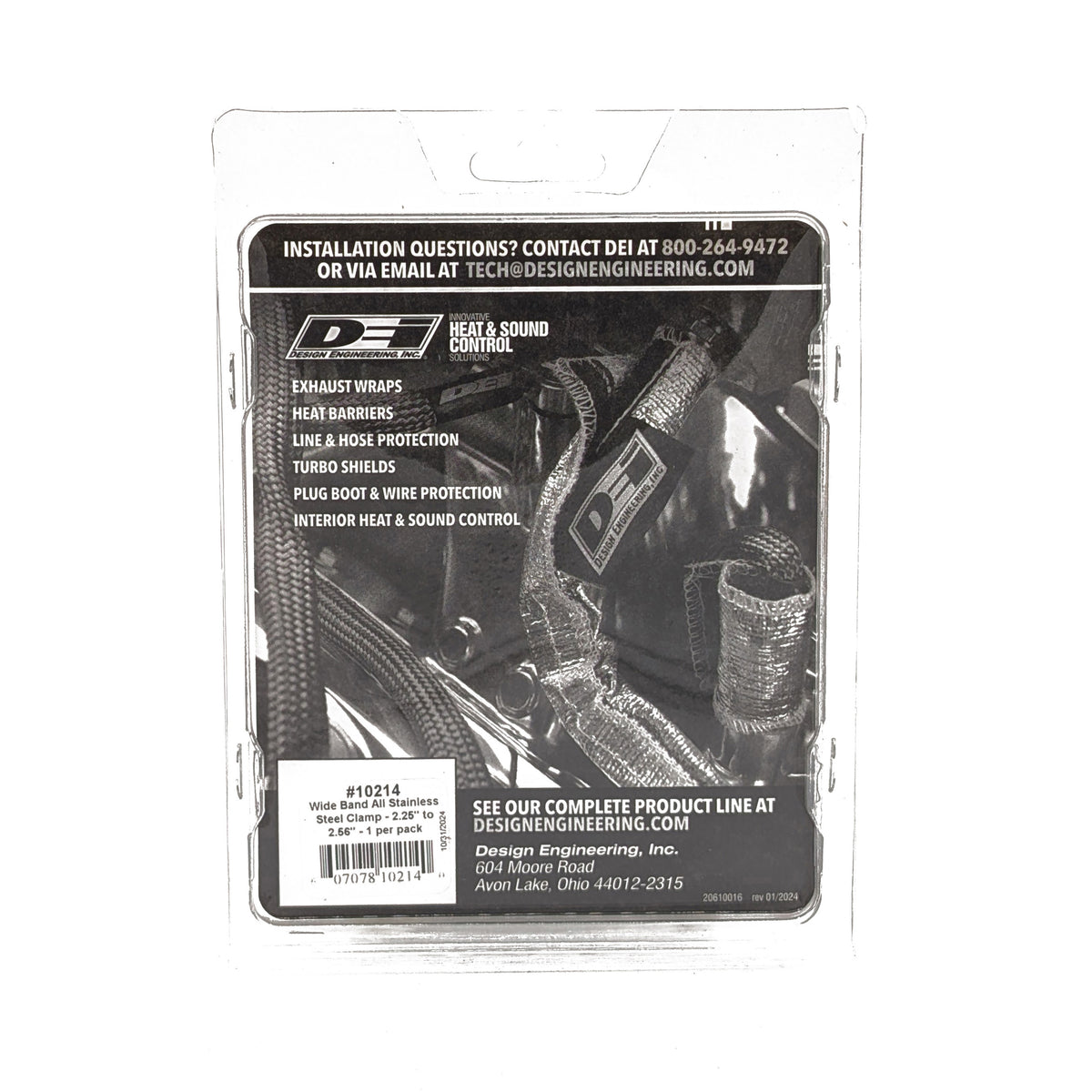 DEI Stainless Clamp 2.25in to 2.56in - Wide Band Clamp 1 per pack - 10214 by DEI - front view