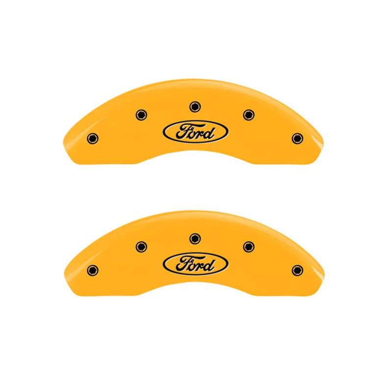 MGP Front set 2 Caliper Covers Engraved Front Oval logo/Ford Yellow finish black ch - 10226FFRDYL