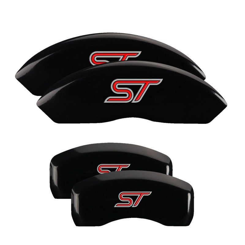 MGP 4 Caliper Covers Engraved Front &amp; Rear No bolts/ST Black finish silver ch - 10231SST1BK