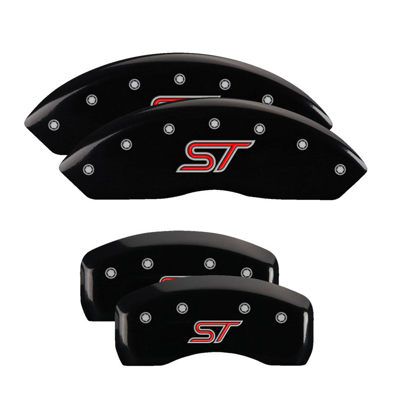 MGP 4 Caliper Covers Engraved Front &amp; Rear ST Black finish silver ch - 10231SSTOBK