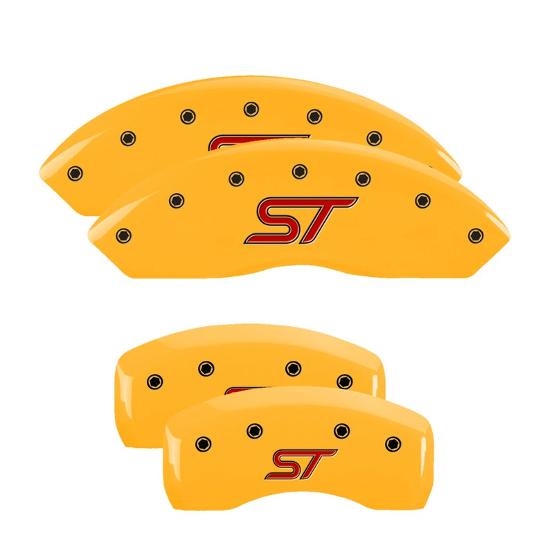 MGP 4 Caliper Covers Engraved Front &amp; Rear ST Yellow finish black ch - 10231SSTOYL