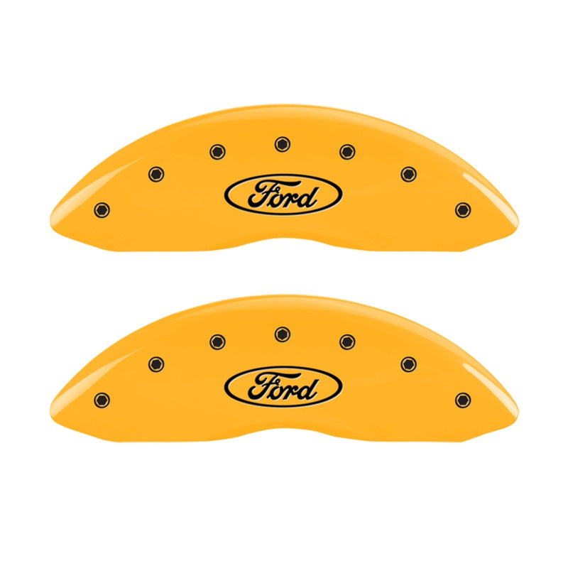 MGP Front set 2 Caliper Covers Engraved Front Oval logo/Ford Yellow finish black ch - 10232FFRDYL
