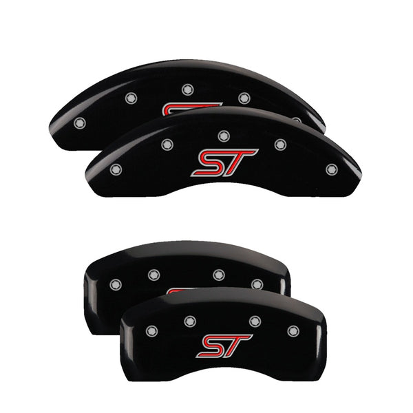 MGP 4 Caliper Covers Engraved Front &amp; Rear ST Black finish silver ch - 10236SSTOBK