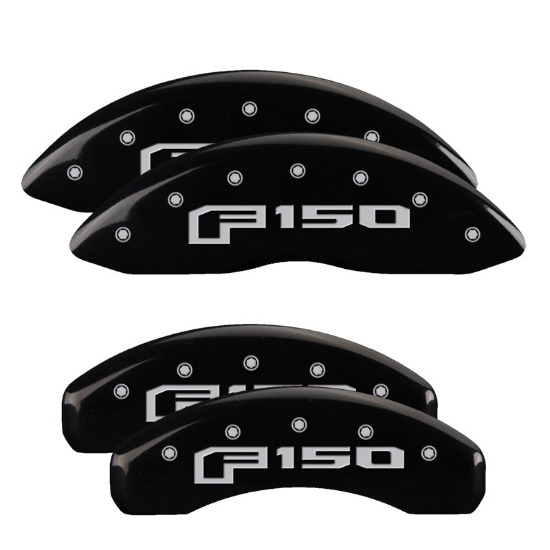 MGP 4 Caliper Covers Engraved F &amp; R Oval Logo/Ford Black Finish Silver Char 2018 Ford Expedition - 10239SF16BK