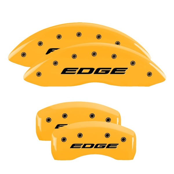 MGP 4 Caliper Covers Engraved Front &amp; Rear EDGE/2015 Yellow finish black ch - 10241SEDEYL