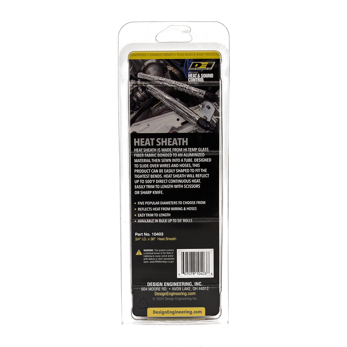 DEI Heat Sheath 3/4in x 3ft - Aluminized Sleeving - Sewn Edge - 10403 by DEI - front view