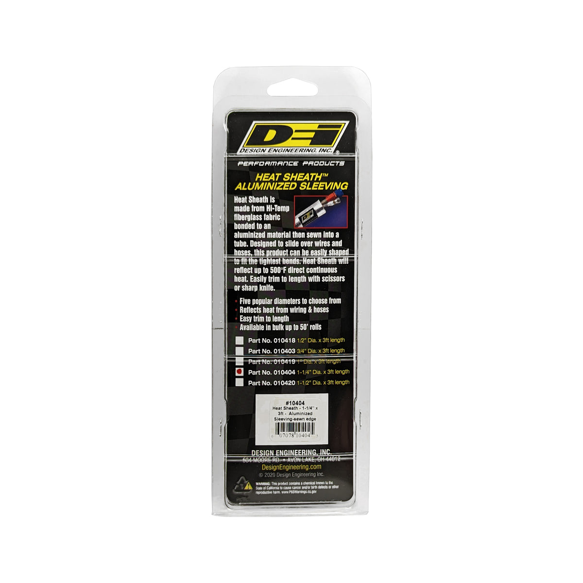DEI Heat Sheath 1-1/4in I.D. x 3ft - Aluminized Sleeving - Sewn Edge - 10404 by DEI - front view