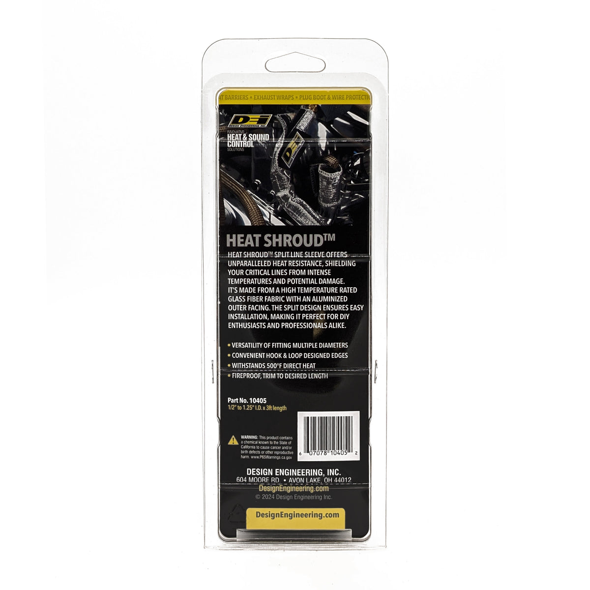 DEI Heat Shroud 1in I.D. x 3ft - Aluminized Sleeving - Hook and Loop Edge - 10405 by DEI - front view