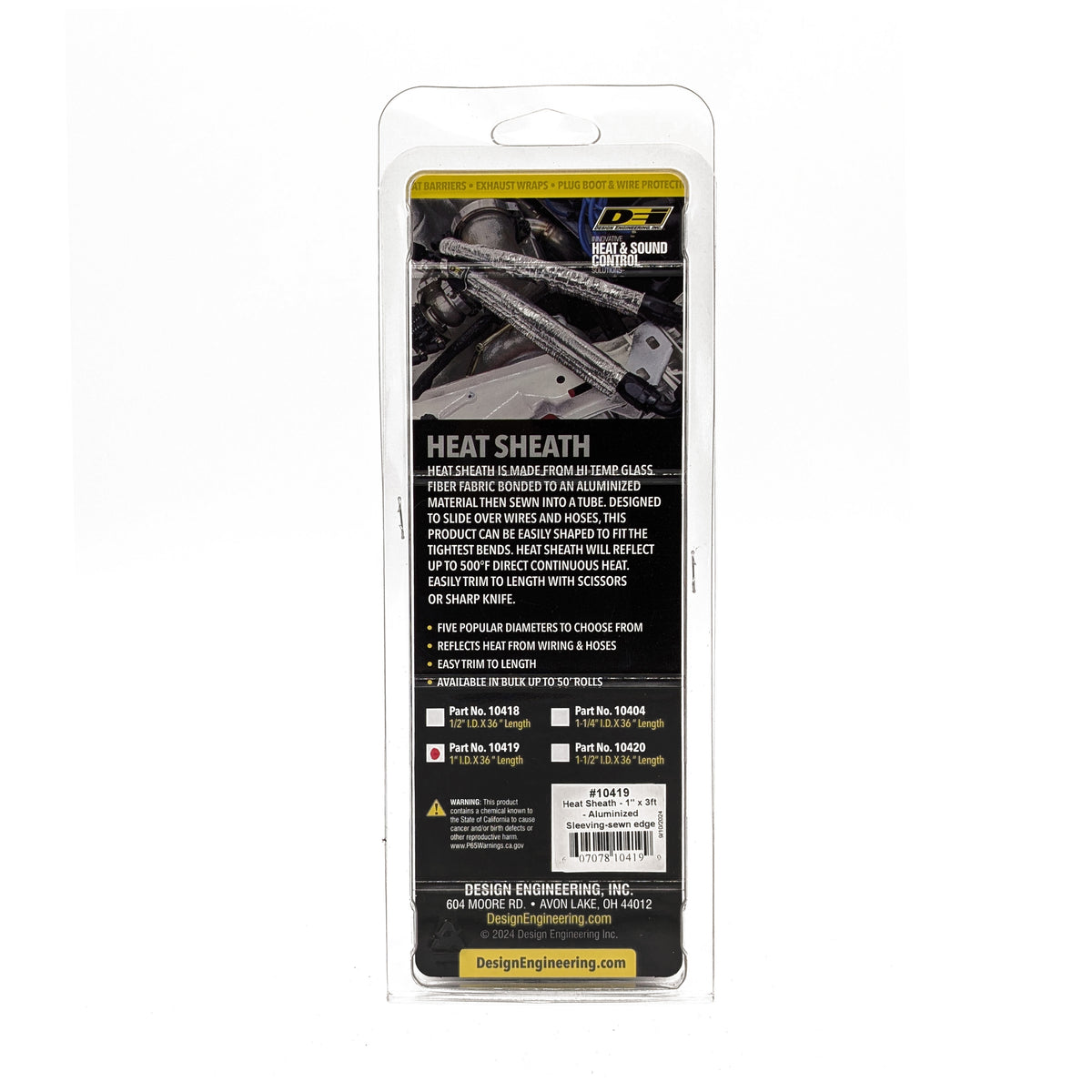 DEI Heat Sheath 1in x 3ft - Aluminized Sleeving - Sewn Edge - 10419 by DEI - front view