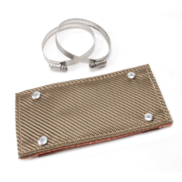 DEI Pipe Shield w/Stainless Steel Clamps - 4in x 8in - Titanium - 10453 by DEI - front view