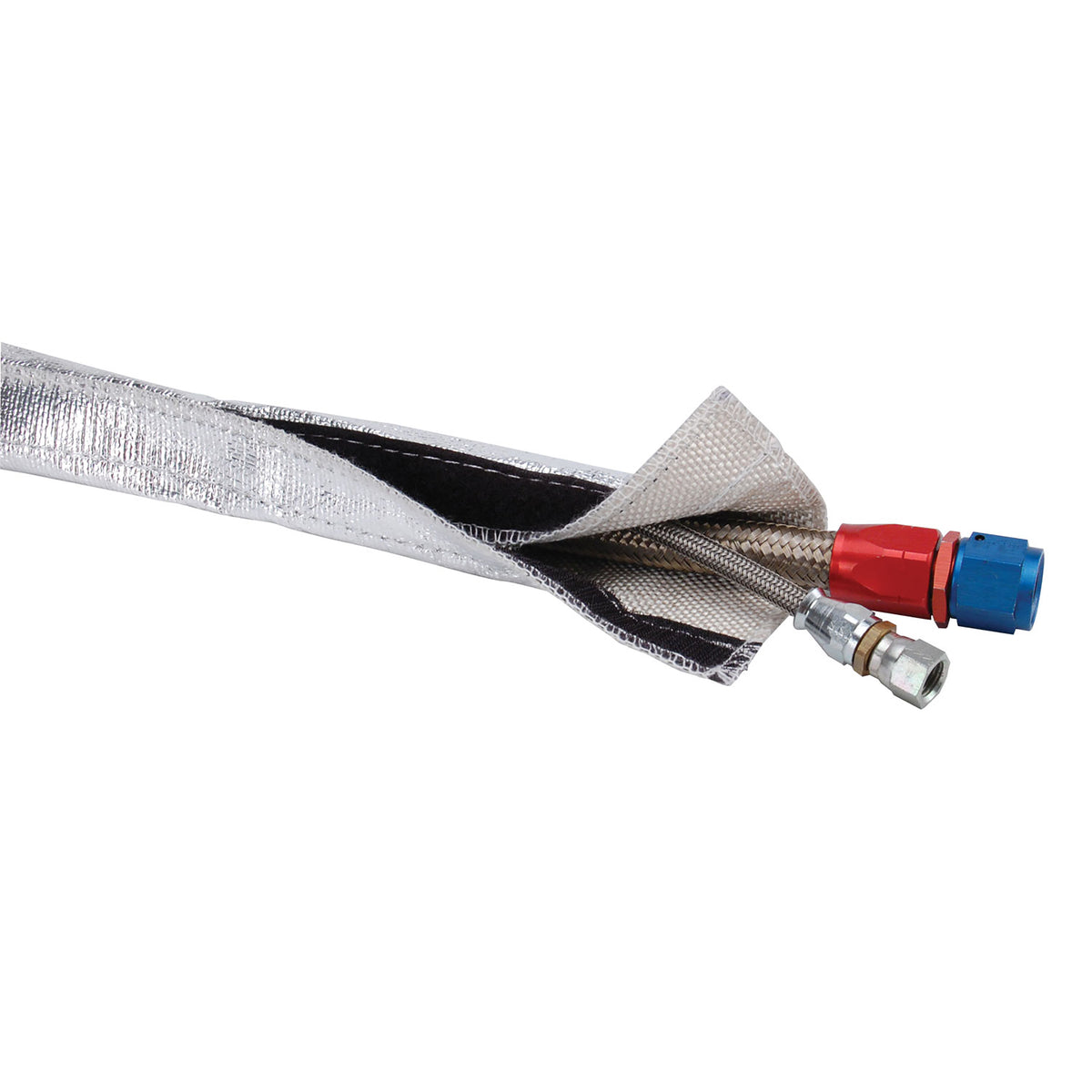 DEI Heat Shroud 3/4in I.D. x 3ft - Aluminized Sleeving - Hook and Loop Edge - 10457 by DEI - front view