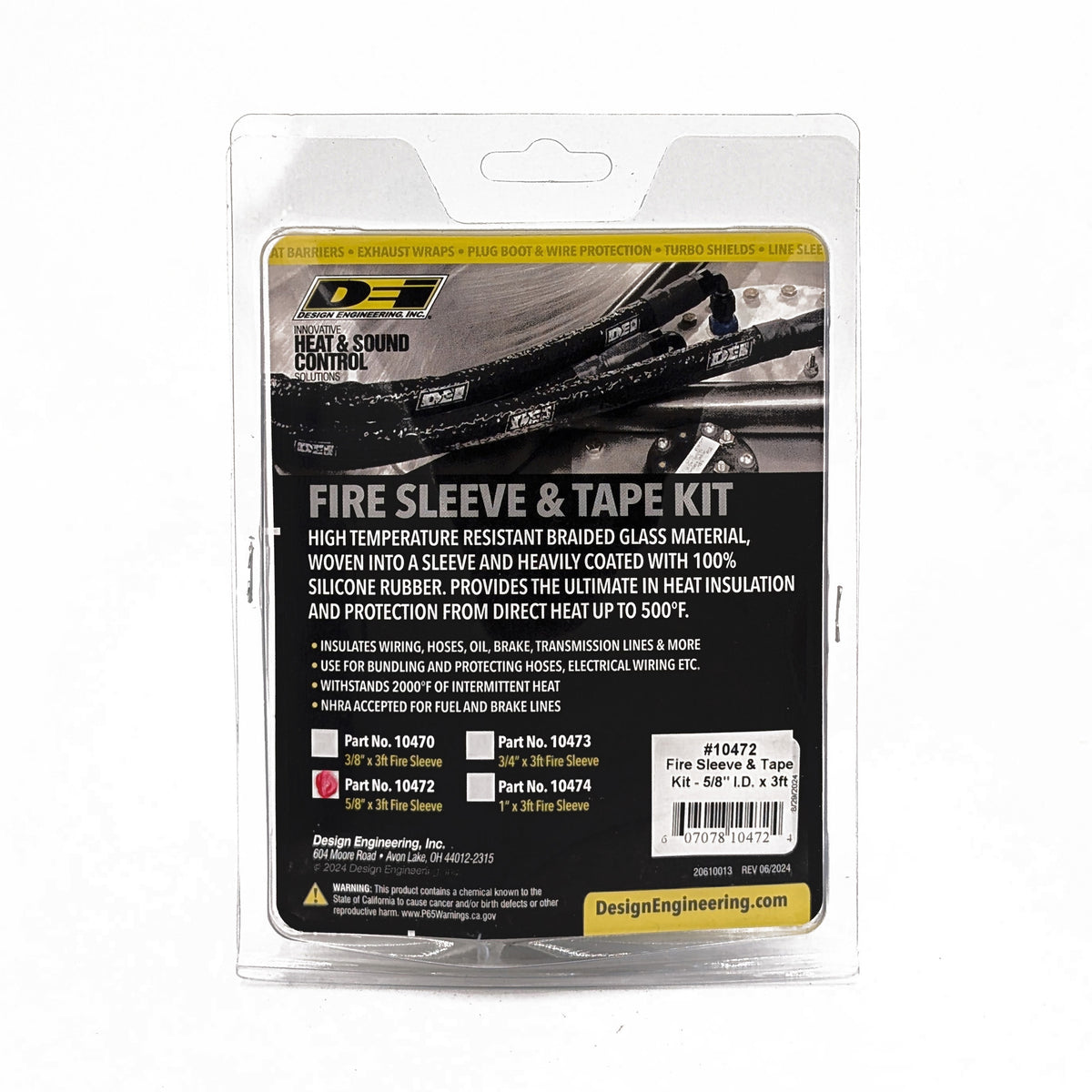 DEI Fire Sleeve and Tape Kit 5/8in I.D. x 3ft - 10472 by DEI - front view