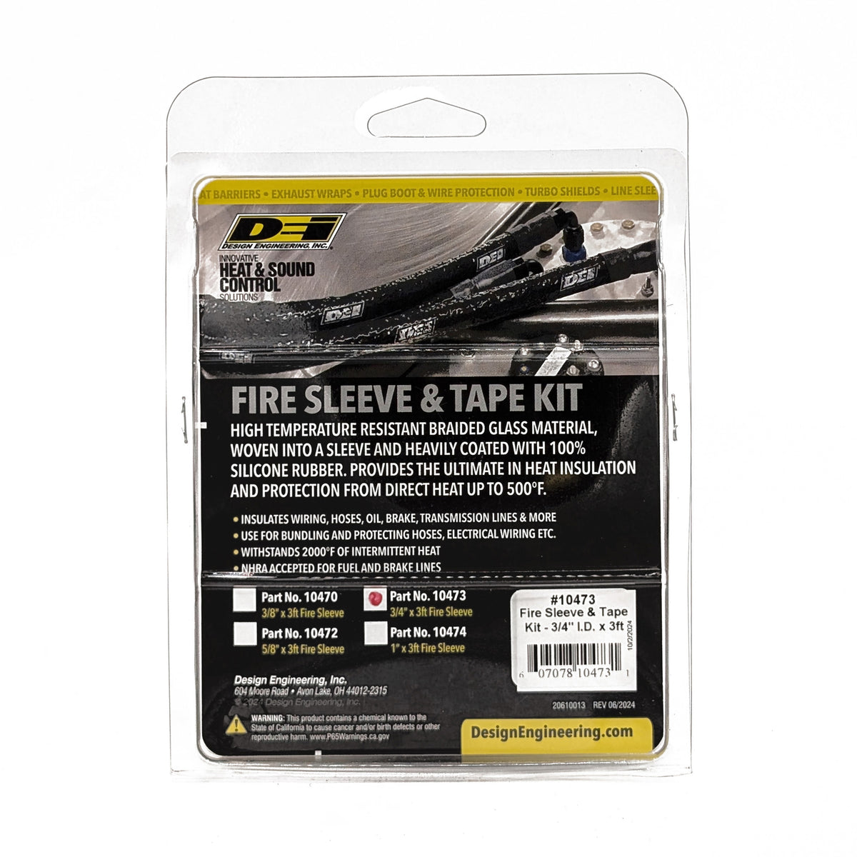 DEI Fire Sleeve and Tape Kit 3/4in I.D. x 3ft - 10473 by DEI - front view