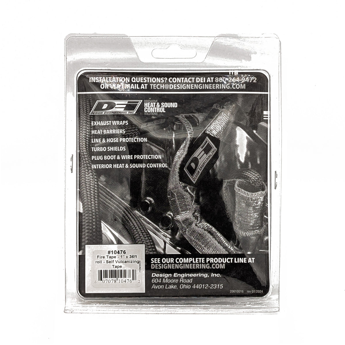 DEI Fire Tape 1in x 36ft Roll - Self Vulcanizing Tape - Black - 10476 by DEI - front view