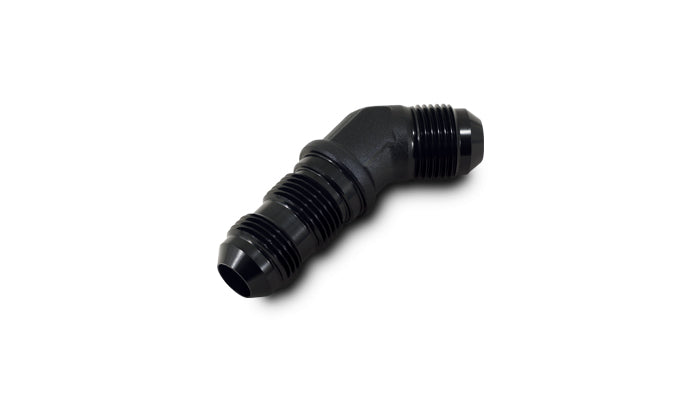 Vibrant -16AN Bulkhead Adapter 45 Deg Elbow Fitting - Anodized Black - 10606