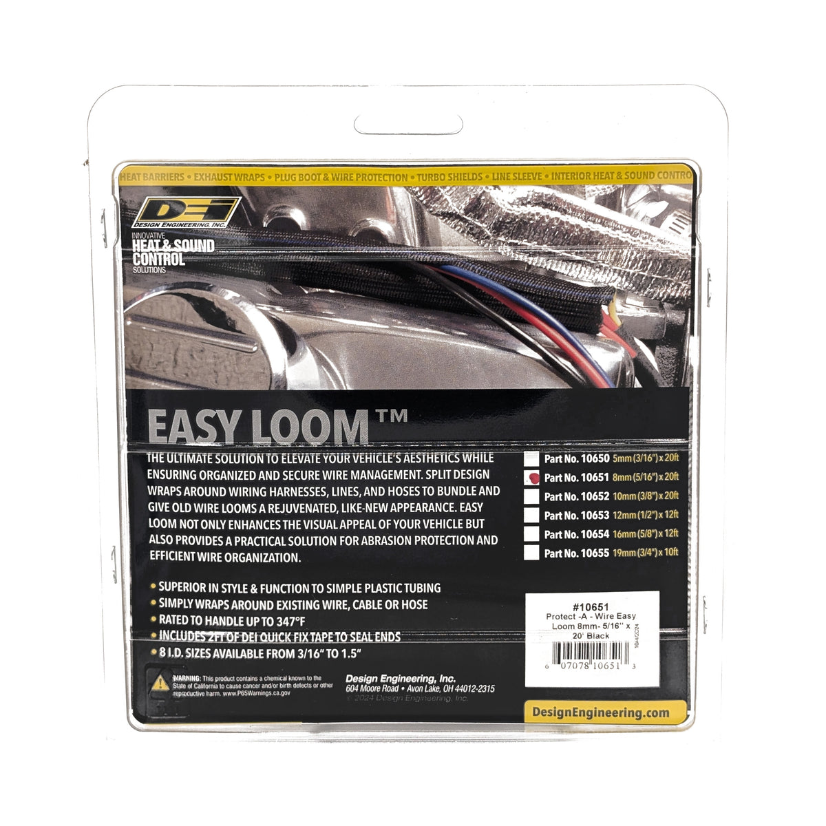 DEI Split Wire Sleeve Easy Loom 8mm-5/16in x 20 Black - 10651 by DEI - front view