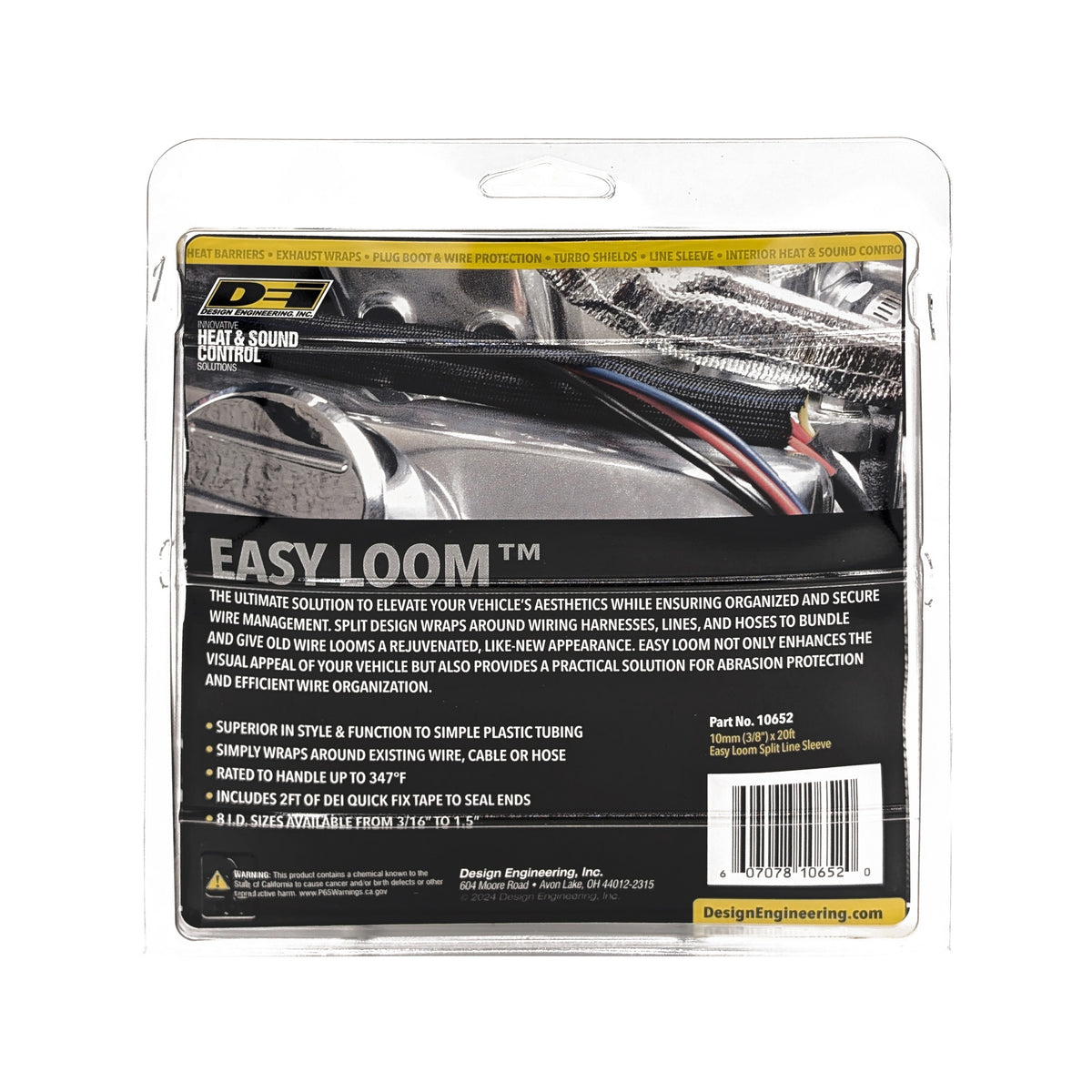 DEI Split Wire Sleeve Easy Loom 10mm-3/8in x 20 Black - 10652 by DEI - front view