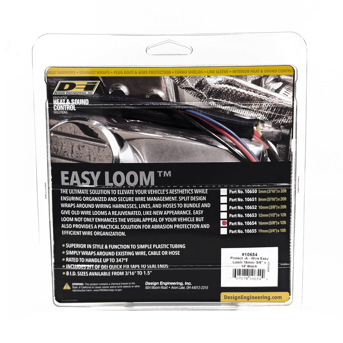 DEI Split Wire Sleeve Easy Loom 16mm-5/8in x 12 Black - 10654 by DEI - front view