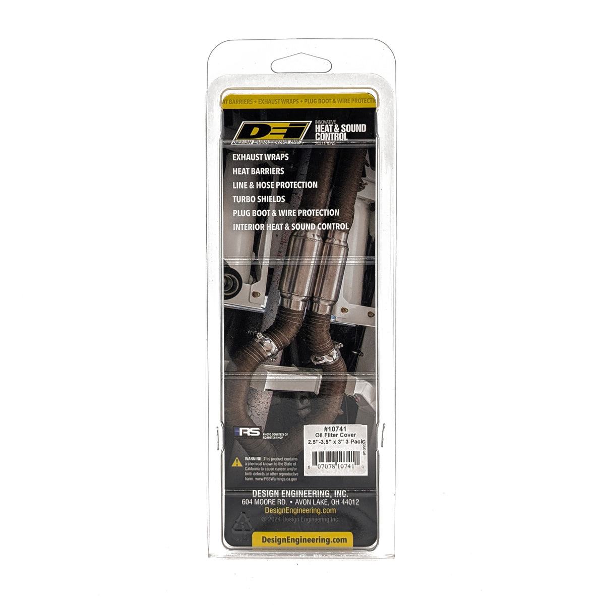 DEI Oil Filter Heat Shield 2.5in x 3.5in x 3in - 3 Pack - 10741 by DEI - front view