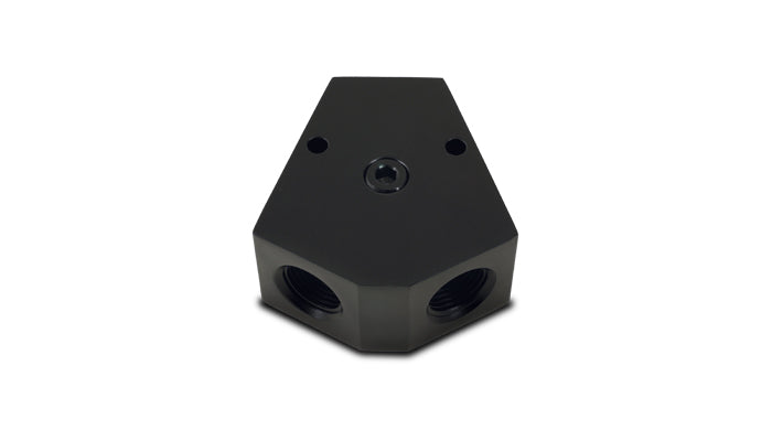 Vibrant Billet Aluminum Y-Block Fitting with 1/8in NPT Port - 3/8in NPT x 3/8in NPT x 3/8in NPT - 10820