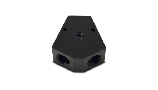 Vibrant Billet Aluminum Y-Block Fitting with 1/8in NPT Port - 1/2in NPT x 1/2in NPT x 1/2in NPT - 10822