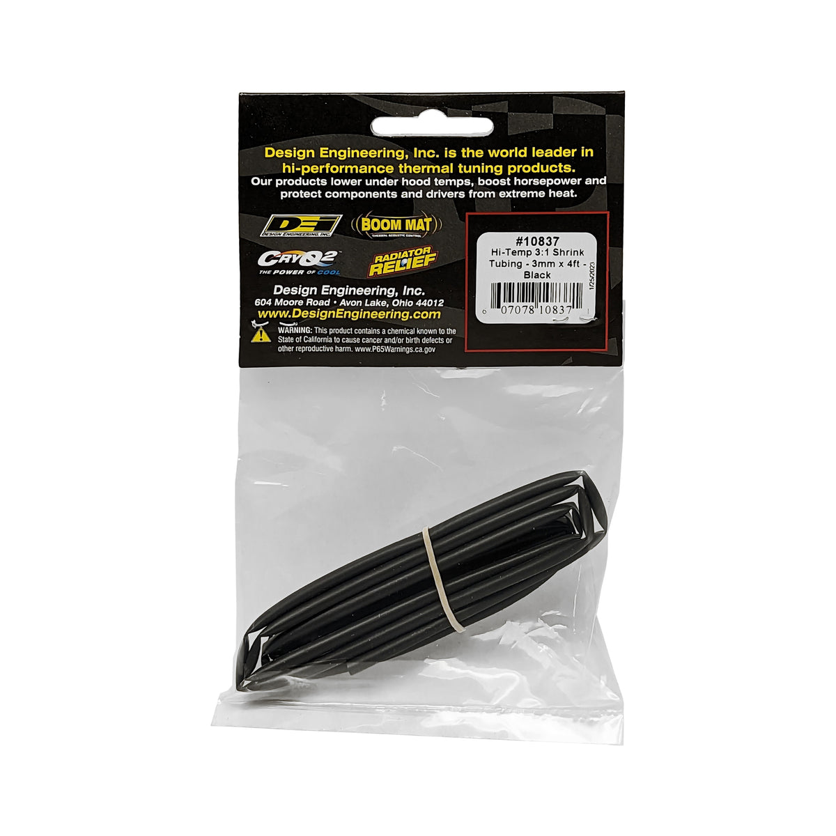 DEI Hi-Temp Shrink Tube 3mm x 4ft - Black - 10837 by DEI - front view