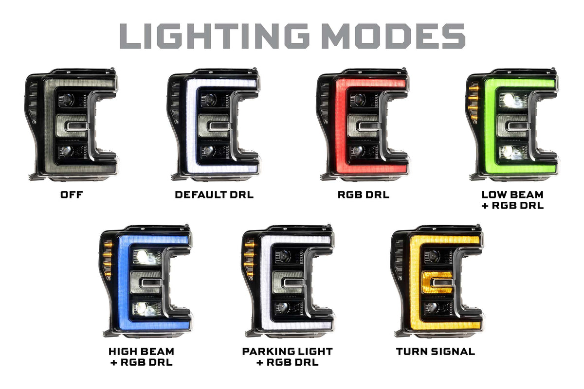 Morimoto - XRGB LED Headlights: 17-19 Ford Super Duty (Set) - LF777
