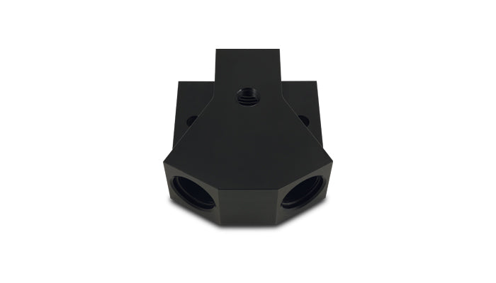Vibrant Billet Aluminum Y-Block Fitting with 1/8in NPT Port -8AN x Dual -8AN ORB - 10893