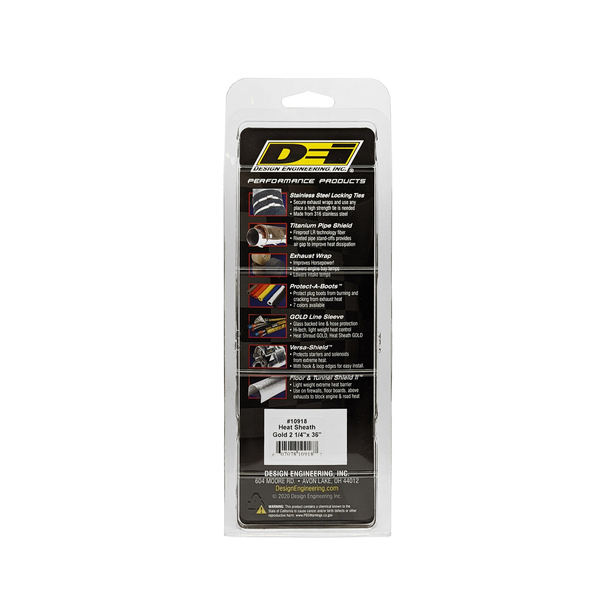 DEI Heat Shroud GOLD 2-1/4in x 36in - 10918 by DEI - front view