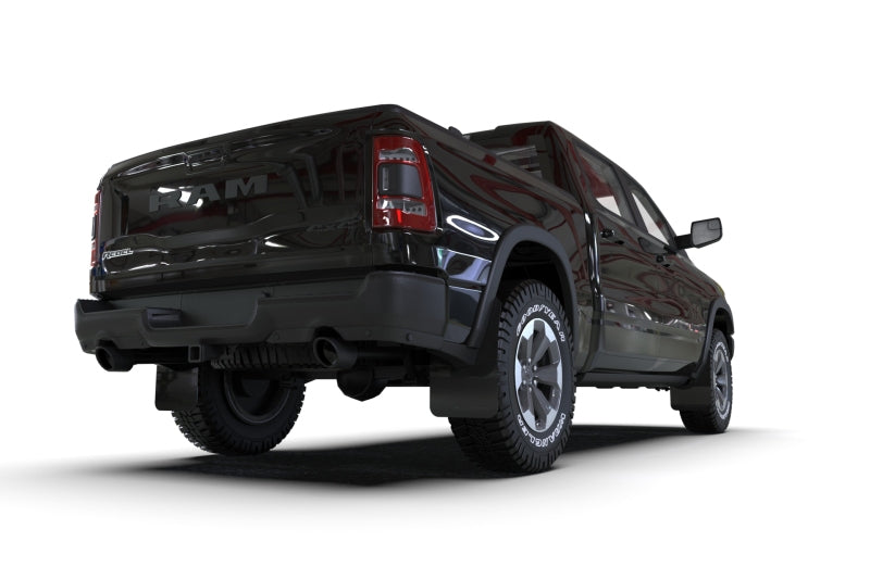 Rally Armor 19-24 Dodge Ram 1500 Rebel Black UR Mud Flap w/Metallic Black Logo - MF98-UR-BLK-MBK