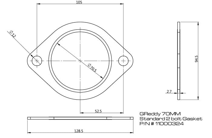 GReddy - Replacement Exhaust Gaskets for GReddy Exhausts - Oval, 2-bolt - 11000326