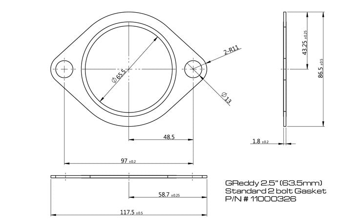 GReddy - Replacement Exhaust Gaskets for GReddy Exhausts - Oval, 2-bolt - 11000301