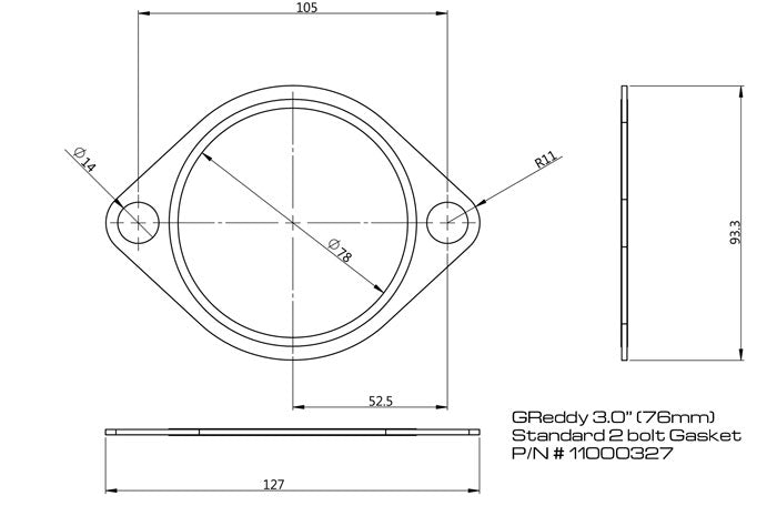GReddy - Replacement Exhaust Gaskets for GReddy Exhausts - Oval, 2-bolt - 11000327