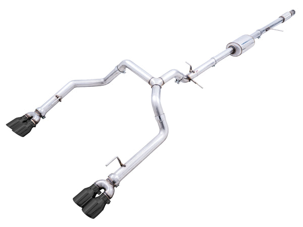 AWE Tuning 4th Gen GM 1500 5.3L 0FG Catback Split Rear Exit (w/ Bumper Cutouts) - Quad Diamond Tips - 3015-43202
