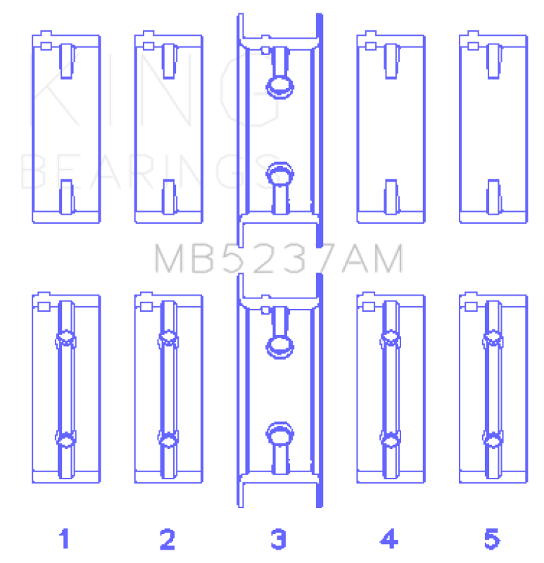 King Engine Bearings Mitsubishi 4G12 (Size +0.25mm) Main Bearing Set - MB5237AM0.25