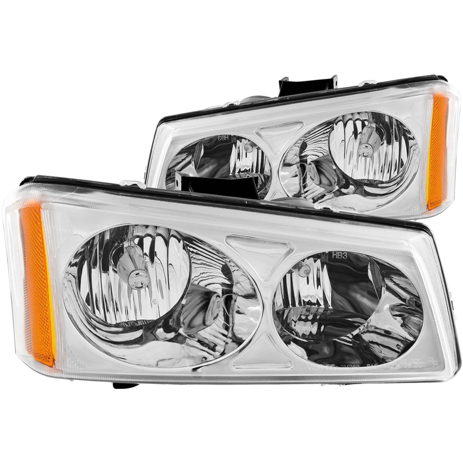 ANZO 2003-2006 Chevrolet Silverado 1500 Crystal Headlights Chrome - 111010 for 2003-2007 Chevrolet Silverado 1500 - front vie