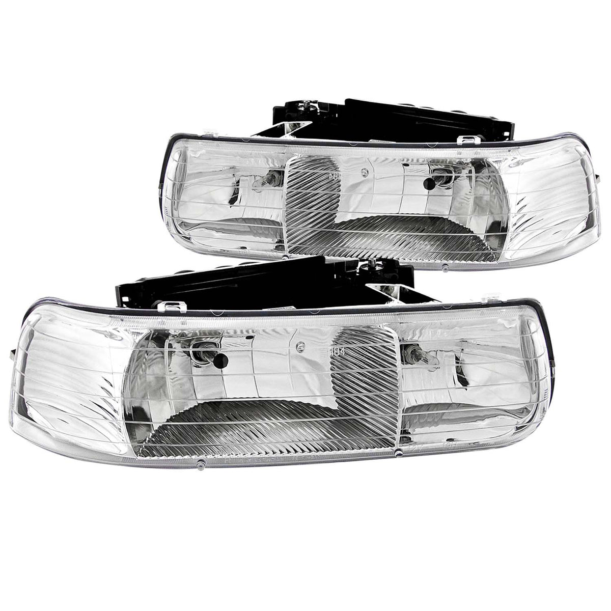 ANZO 1999-2002 Chevrolet Silverado 1500 Crystal Headlights Chrome - 111011 for 2000-2006 Chevrolet Suburban 1500 - front view