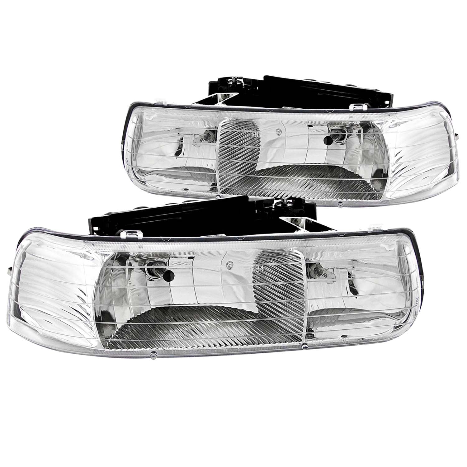 ANZO 1999-2002 Chevrolet Silverado 1500 Crystal Headlights Chrome - 111011 for 2000-2006 Chevrolet Suburban 1500 - front view