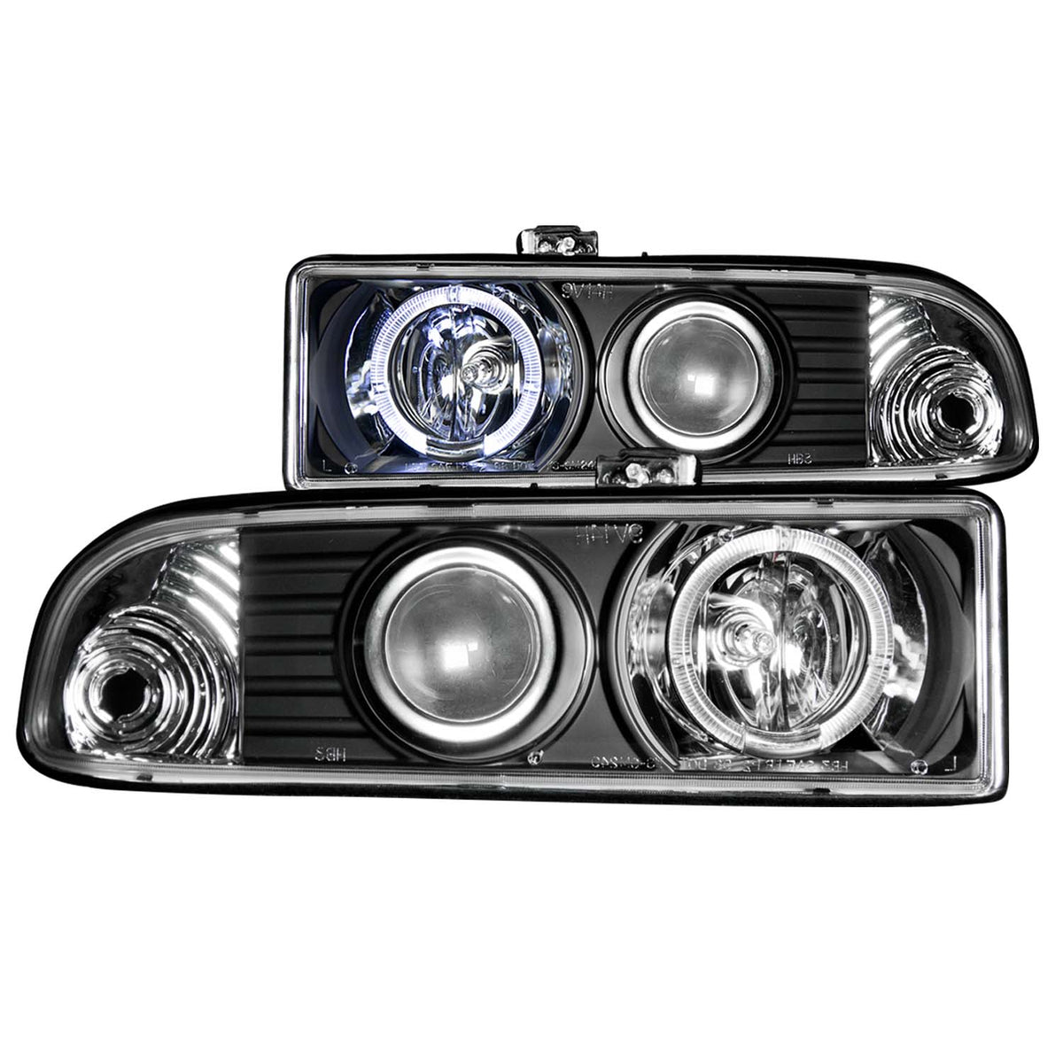 ANZO 1998-2005 Chevrolet S-10 Projector Headlights w/ Halo Black - 111015 for 1998-2004 Chevrolet Blazer - front view