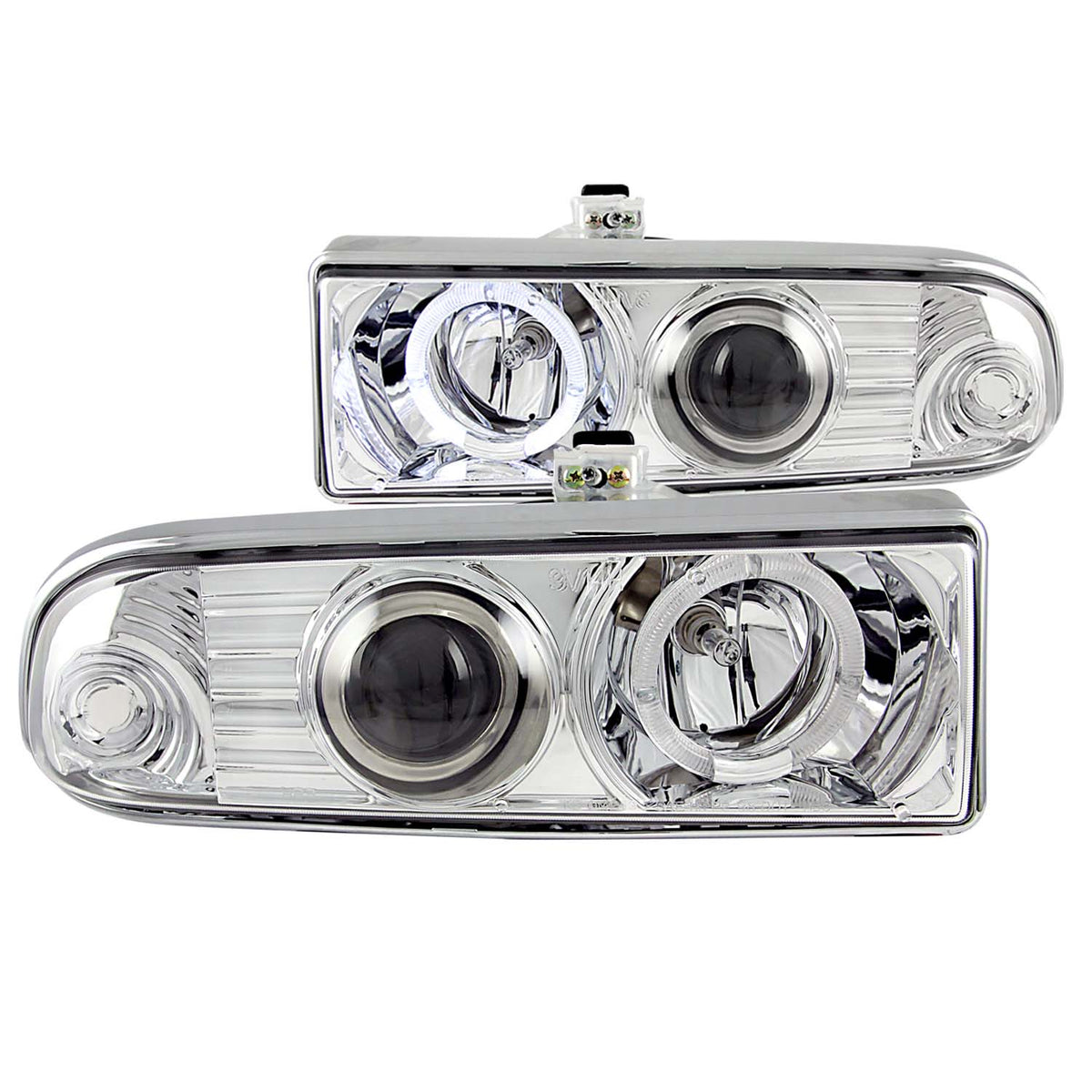 ANZO 1998-2005 Chevrolet S-10 Projector Headlights w/ Halo Chrome - 111016 for 1998-2004 Chevrolet Blazer - front view