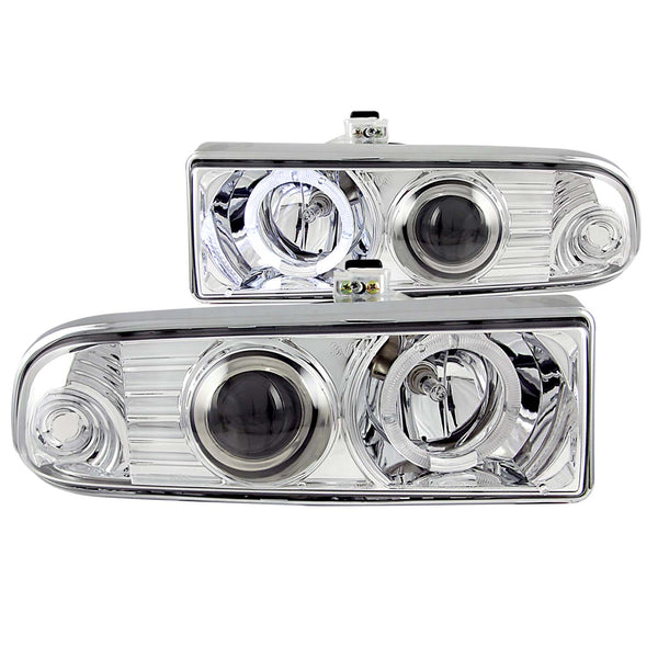 ANZO 1998-2005 Chevrolet S-10 Projector Headlights w/ Halo Chrome - 111016 for 1998-2004 Chevrolet Blazer - front view