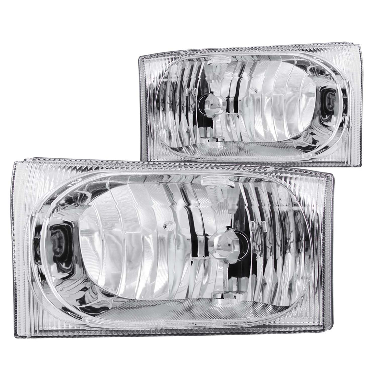 ANZO 2000-2004 Ford Excursion Crystal Headlights Chrome 2pc - 111023 for 1999-2004 Ford F 250 - front view
