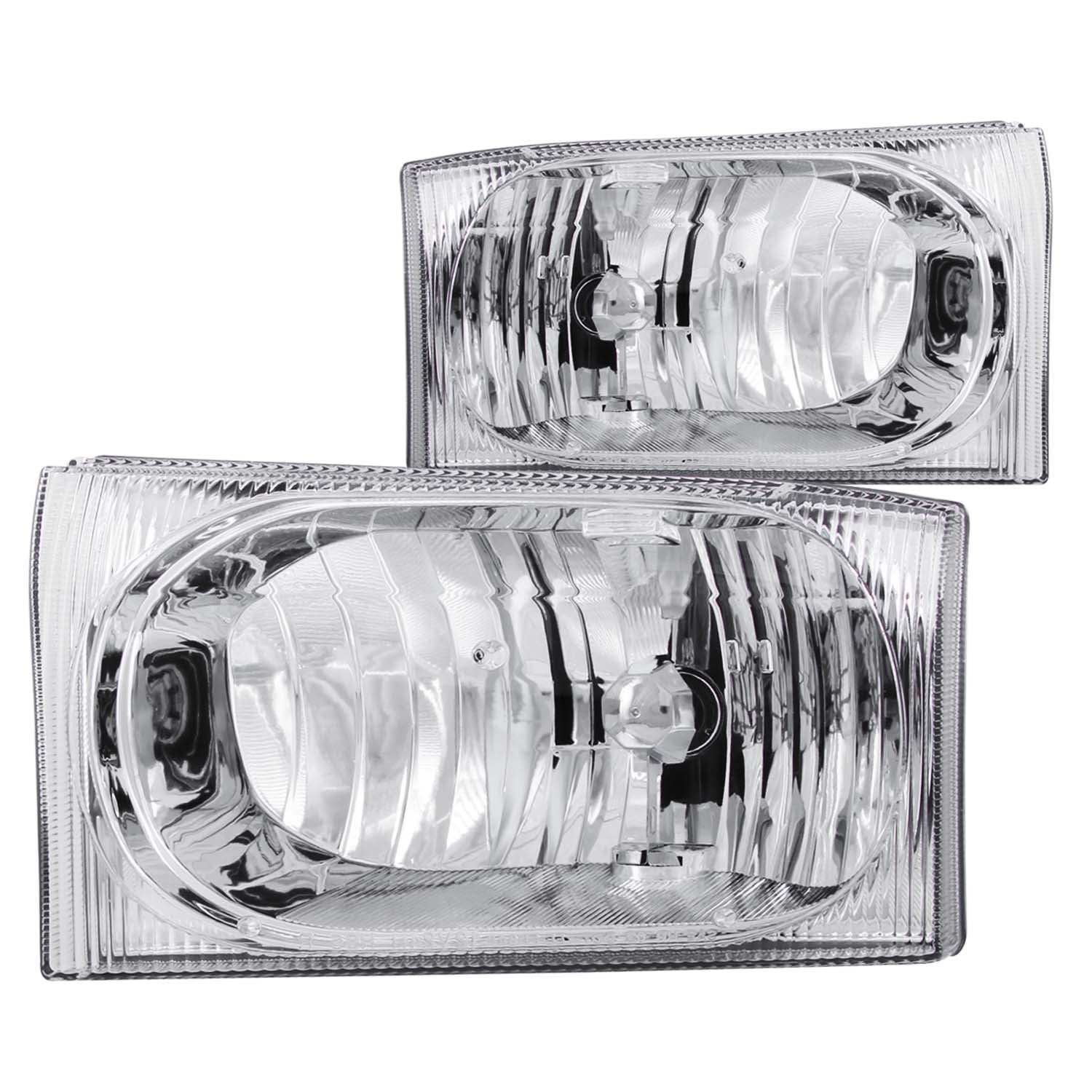 ANZO 2000-2004 Ford Excursion Crystal Headlights Chrome 2pc - 111023 for 1999-2004 Ford F 250 - front view