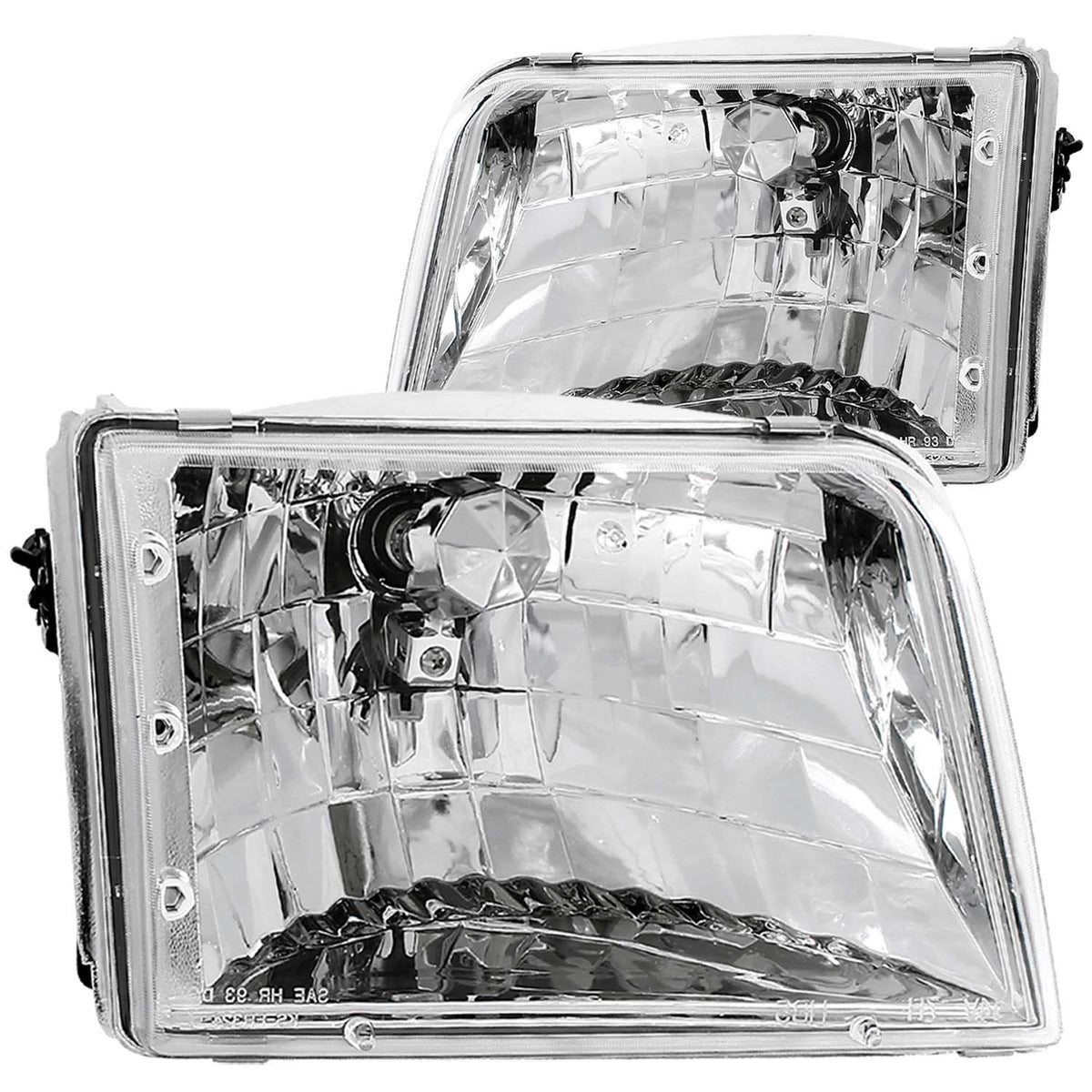 ANZO 1993-1997 Ford Ranger Crystal Headlights Chrome - 111036 for 1993-1997 Ford Ranger - front view
