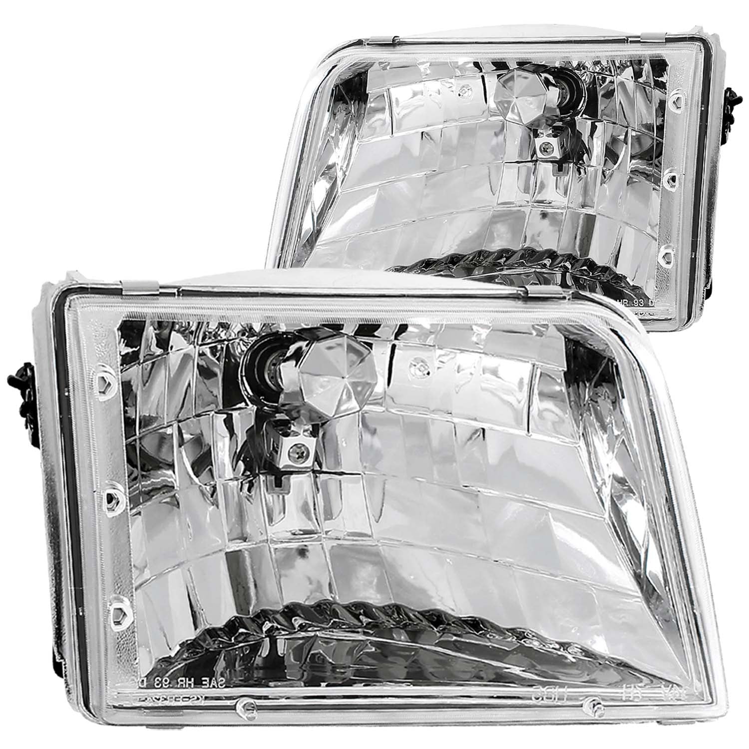 ANZO 1993-1997 Ford Ranger Crystal Headlights Chrome - 111036 for 1993-1997 Ford Ranger - front view