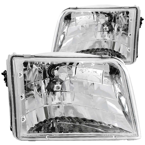 ANZO 1993-1997 Ford Ranger Crystal Headlights Chrome - 111036 for 1993-1997 Ford Ranger - front view