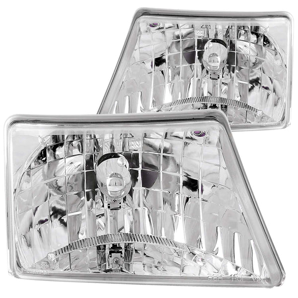 ANZO 1998-2000 Ford Ranger Crystal Headlights Chrome - 111037 for 1998-2000 Ford Ranger - front view