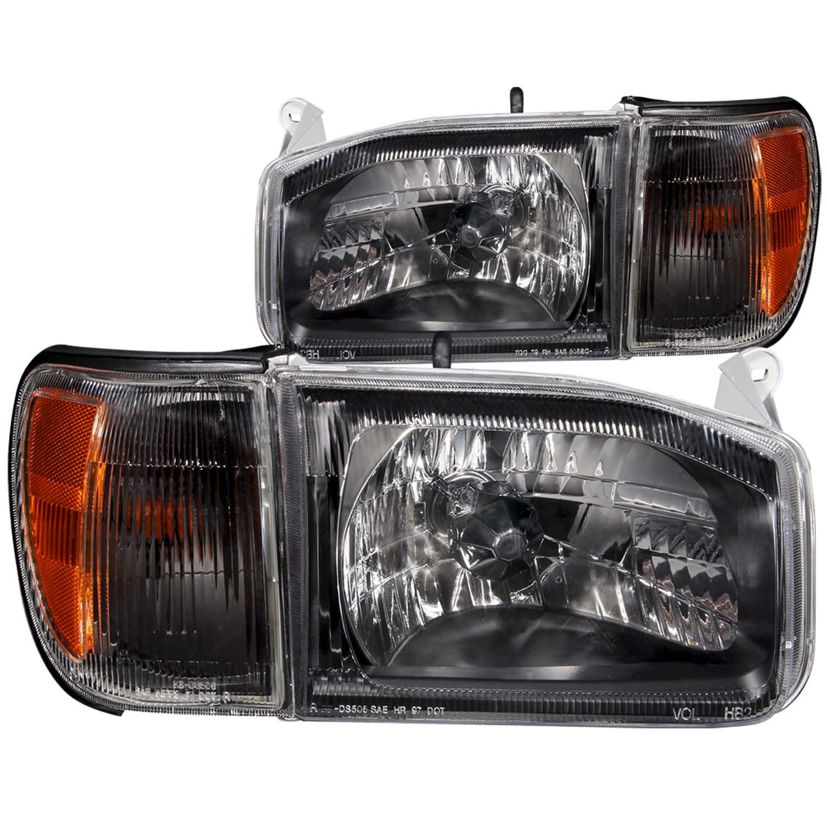 ANZO 1999-2004 Nissan Pathfinder Crystal Headlights Black - 111051 for 1999-2004 Nissan Pathfinder - front view