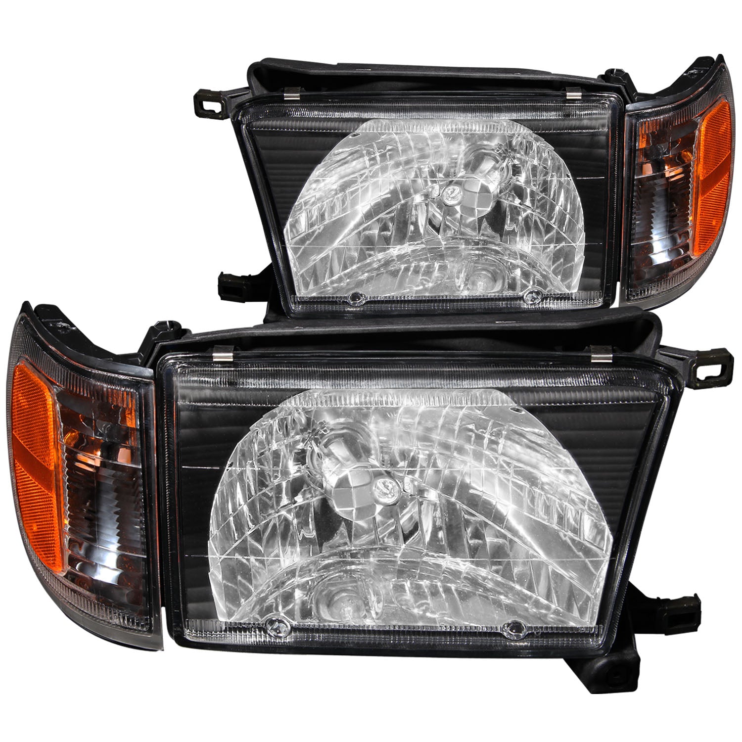 ANZO 1999-2002 Toyota 4Runner Crystal Headlights Black - 111077 for 1999-2002 Toyota 4Runner - front view